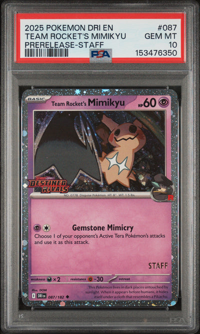 Miscellaneous Cards & Products  087 PSA10 #153476350 Team Rocket's Mimikyu (Prerelease)  - Holofoil - Uncommon