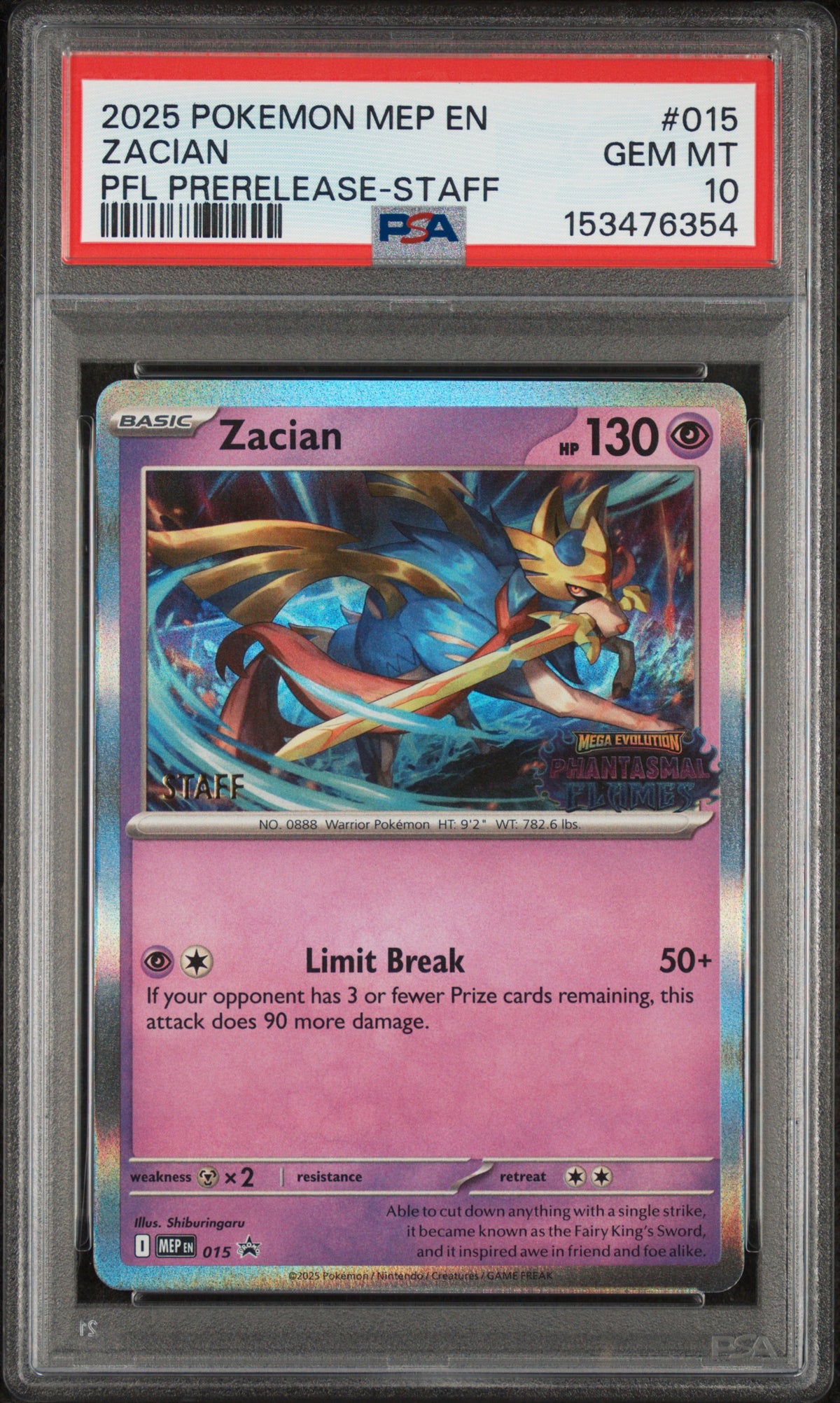 ME Mega Evolution Promo  015 PSA10 #153476354 Zacian (Prerelease) [Staff]  - Holofoil - Promo