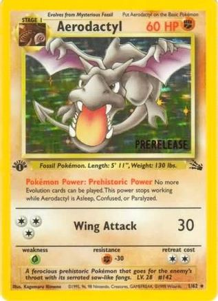 WoTC Promo  001/62 Aerodactyl (Prerelease)  - 1st Edition Holofoil - Promo