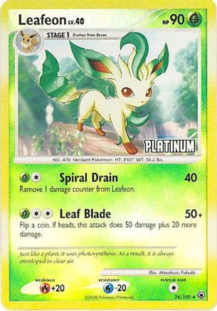 Burger King Promos /100 Leafeon - 24/100 [Platinum]  - Reverse Holofoil - Promo