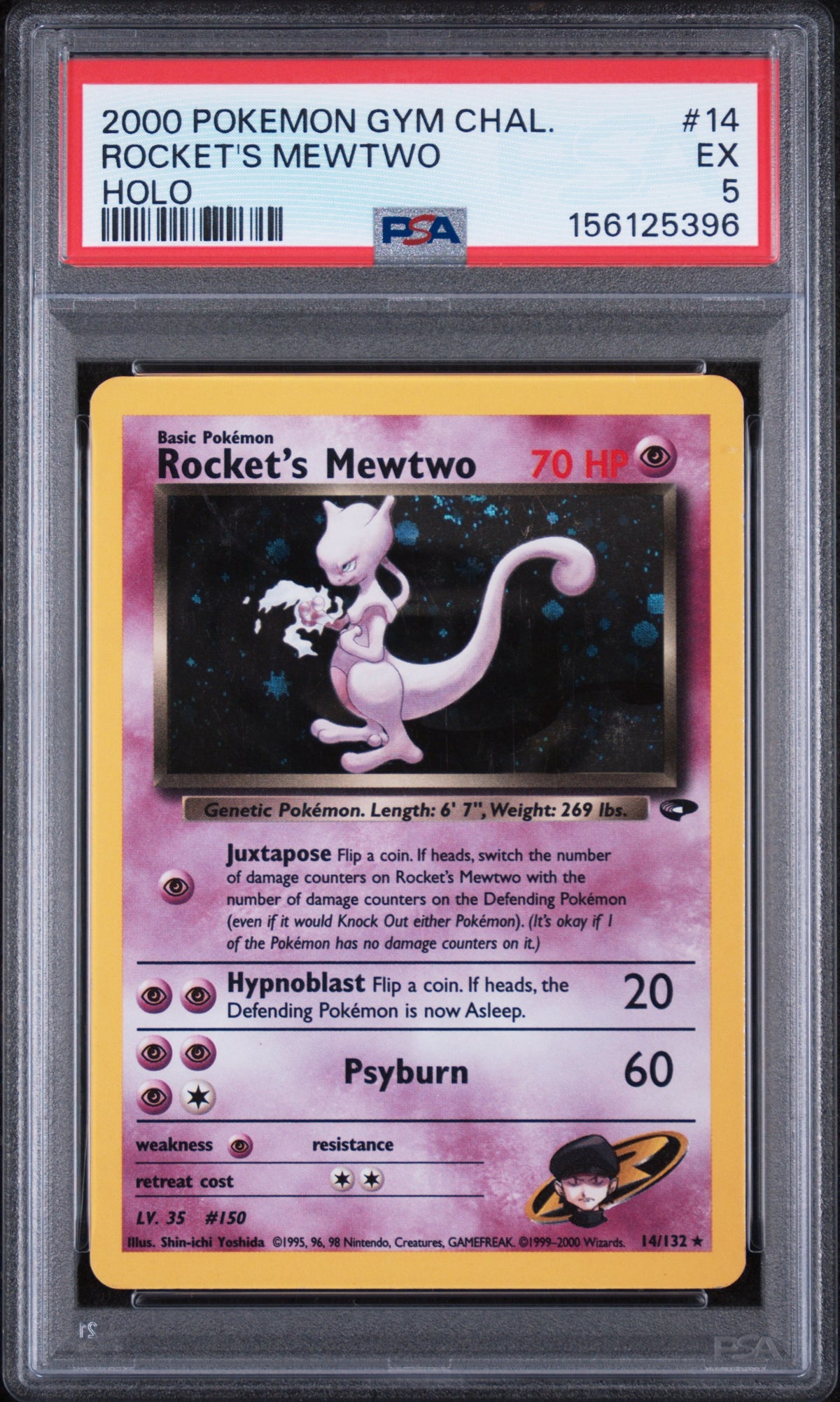 Gym Challenge  014/132 PSA5 #156125396 Rocket's Mewtwo  - Unlimited Holofoil - Holo Rare