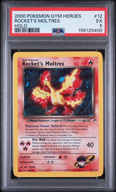 Gym Heroes  012/132 PSA5 #156125400 Rocket's Moltres  - Unlimited Holofoil - Holo Rare