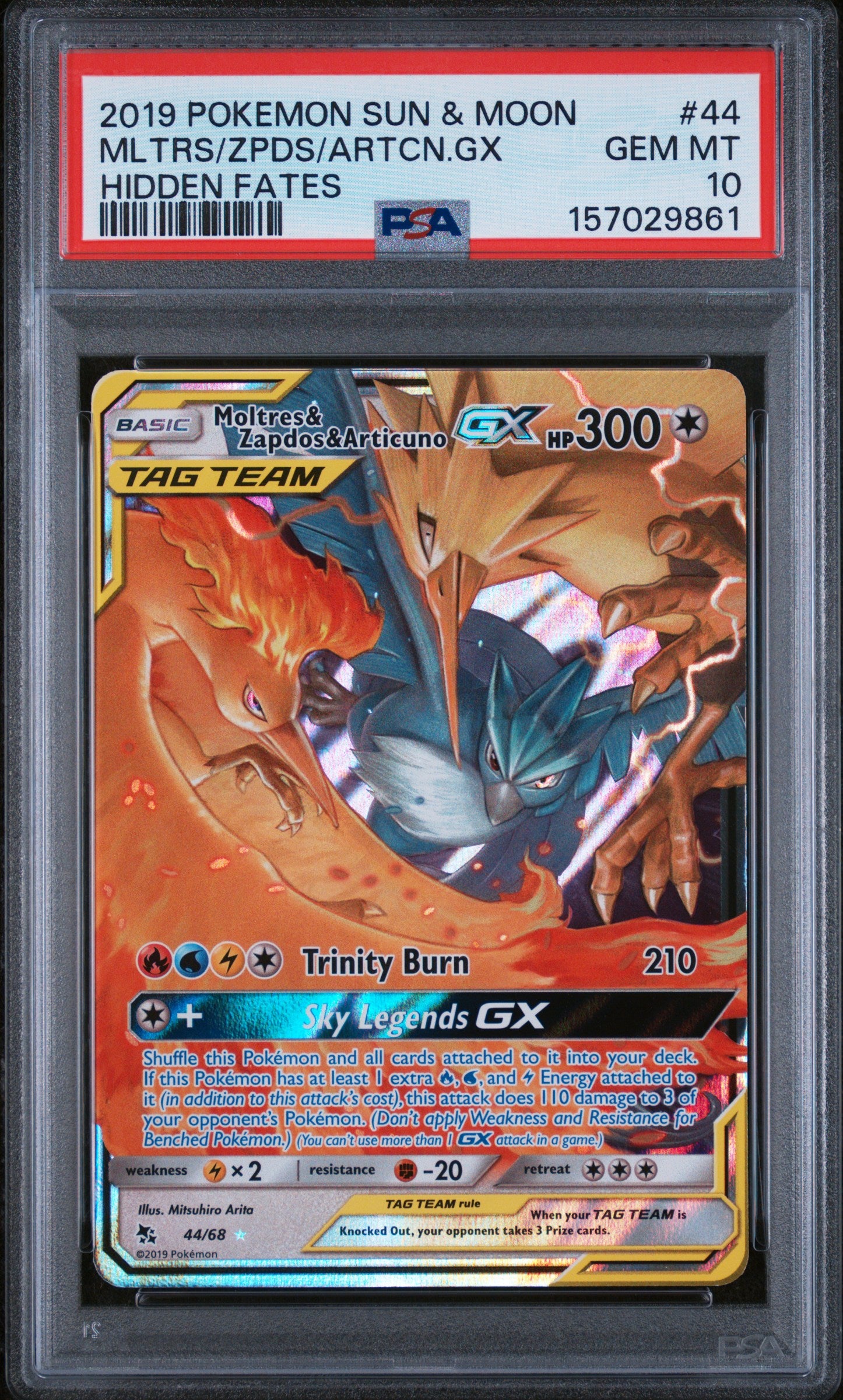 Hidden Fates  044/68 PSA10 #157029861 Moltres & Zapdos & Articuno GX  - Holofoil - Ultra Rare