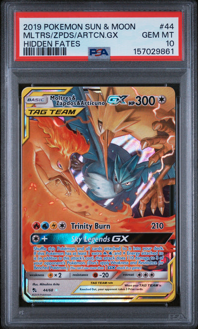 Hidden Fates  044/68 PSA10 #157029861 Moltres & Zapdos & Articuno GX  - Holofoil - Ultra Rare