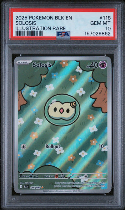 SV Black Bolt  118/086 PSA10 #157029862 Solosis  - Holofoil - Illustration Rare