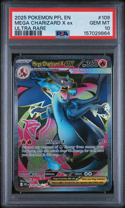 ME02 Phantasmal Flames  109/094 PSA10 #157029864 Mega Charizard X ex  - Holofoil - Ultra Rare