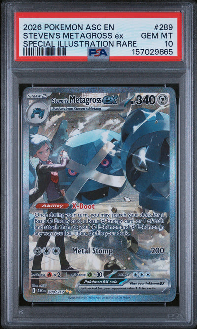 ME Ascended Heroes  289 PSA10 #157029865 Steven's Metagross ex  - Holofoil - Special Illustration Rare