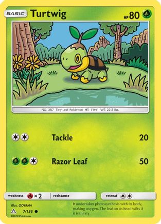 SM  Ultra Prism  007/156 Turtwig (7)  - Reverse Holofoil - Common