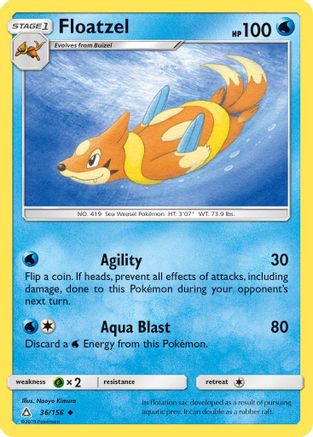 SM  Ultra Prism  036/156 Floatzel  - Reverse Holofoil - Uncommon
