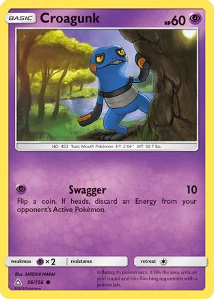 SM  Ultra Prism  056 Croagunk  - Reverse Holofoil - Common