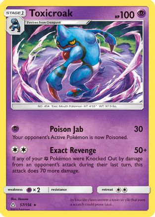SM  Ultra Prism  057 Toxicroak  - Reverse Holofoil - Rare