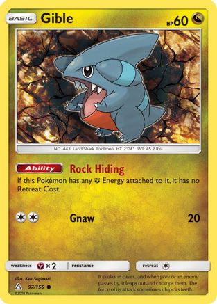 SM  Ultra Prism  097/156 Gible (97)  - Reverse Holofoil - Common