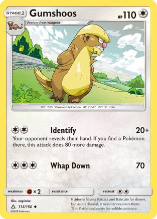 SM  Ultra Prism  113 Gumshoos  - Reverse Holofoil - Uncommon