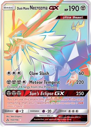 SM  Ultra Prism  163 Dusk Mane Necrozma GX (Secret Rare)  - Holofoil - Secret Rare