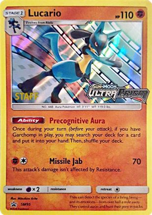 SM Promos  Lucario - SM95 (Prerelease) [Staff]  - Holofoil - Promo