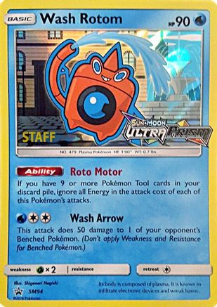 SM Promos  Wash Rotom - SM94 (Prerelease) [Staff]  - Holofoil - Promo