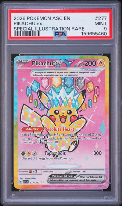ME Ascended Heroes  277/217 PSA9 #159655460 Pikachu ex  - Holofoil - Special Illustration Rare