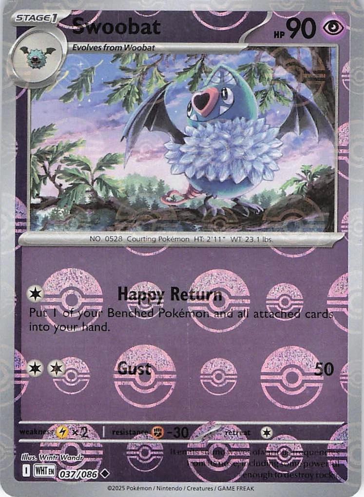 SV White Flare  037/086 Swoobat (Poke Ball Pattern)  - Holofoil - Uncommon