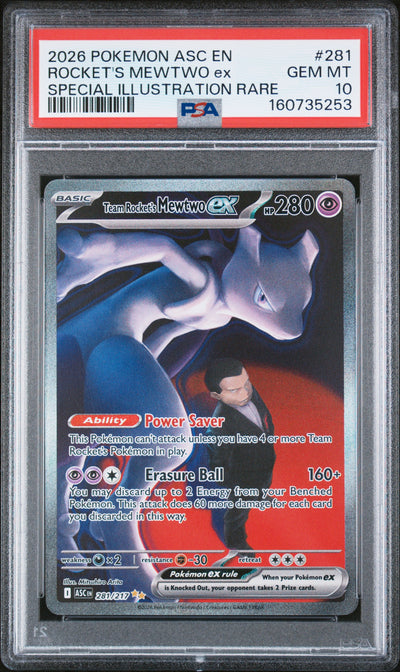 ME Ascended Heroes  281/217 PSA10 #160735253 Team Rocket's Mewtwo ex  - Holofoil - Special Illustration Rare