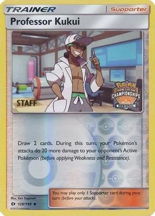 League & Championship Cards /149 Professor Kukui - 128/149 (Regional Championships) [Staff]  - Reverse Holofoil - Promo
