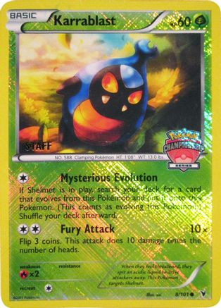 League & Championship Cards /101 Karrablast - 8/101 (Championship Series) [Staff]  - Reverse Holofoil - Promo