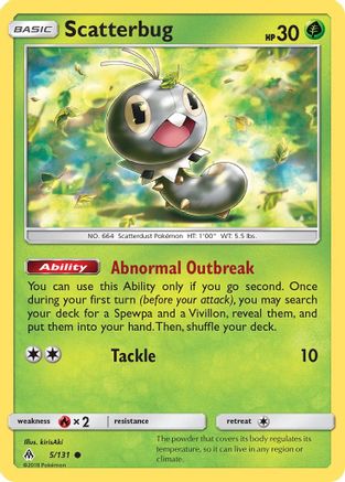 SM  Forbidden Light  005/131 Scatterbug (5)  - Reverse Holofoil - Common