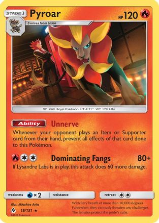 SM  Forbidden Light  019 Pyroar  - Reverse Holofoil - Holo Rare