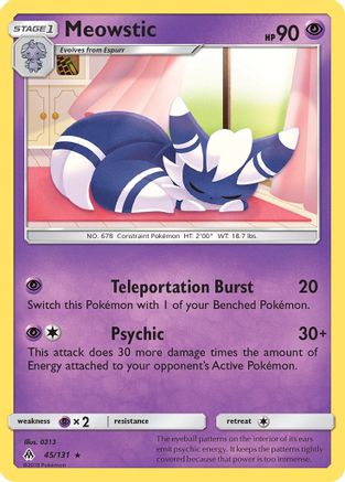 SM  Forbidden Light  045/131 Meowstic  - Reverse Holofoil - Rare