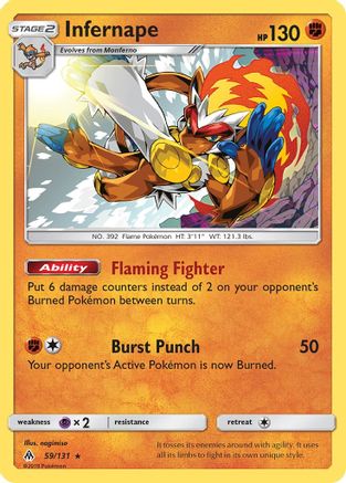 SM  Forbidden Light  059/131 Infernape  - Reverse Holofoil - Holo Rare