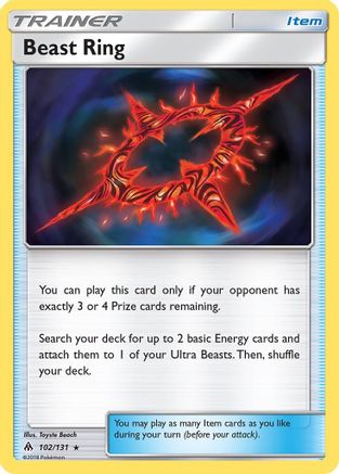 SM  Forbidden Light  102/131 Beast Ring  - Reverse Holofoil - Rare