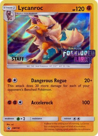 SM Promos  Lycanroc - SM118 (Prerelease) [Staff]  - Holofoil - Promo