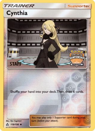 League & Championship Cards /156 Cynthia - 119/156 (Regional Championships) [Staff]  - Reverse Holofoil - Promo