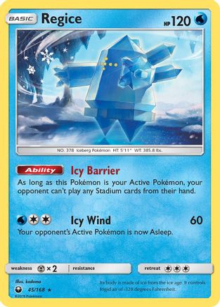 SM  Celestial Storm  045/168 Regice  - Reverse Holofoil - Rare