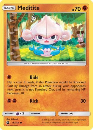 SM  Celestial Storm  076/168 Meditite  - Reverse Holofoil - Common