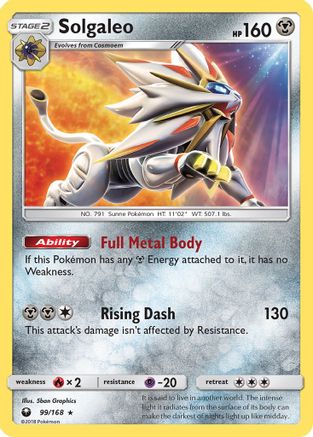 SM  Celestial Storm  099/168 Solgaleo  - Holofoil - Holo Rare