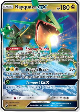 SM  Celestial Storm  109/168 Rayquaza GX  - Holofoil - Ultra Rare