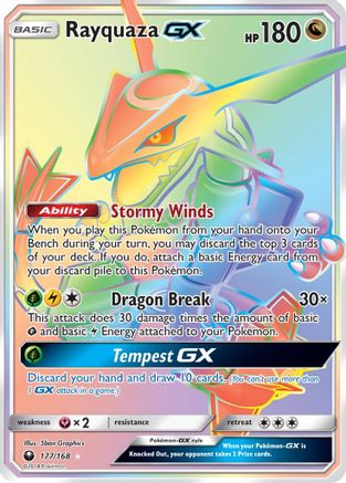 SM  Celestial Storm  177 Rayquaza GX (Secret)  - Holofoil - Secret Rare