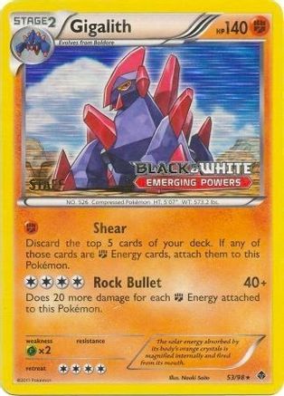 Black and White Promos  053/98 Gigalith 53/98 (Prerelease) [Staff]  - Holofoil - Promo