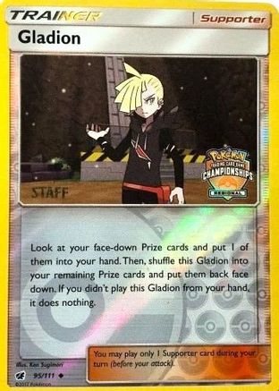 League & Championship Cards /111 Gladion - 95/111 (Regional Championships) [Staff]  - Reverse Holofoil - Promo
