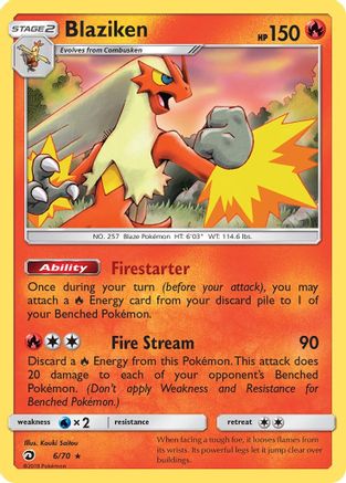 Dragon Majesty  006/70 Blaziken  - Reverse Holofoil - Holo Rare
