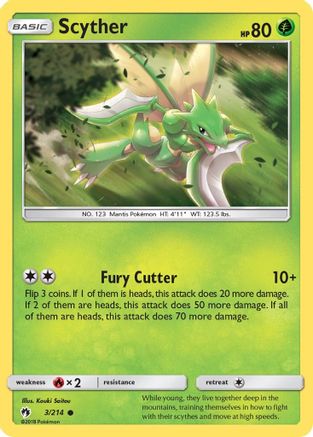 SM  Lost Thunder  003/214 Scyther  - Reverse Holofoil - Common