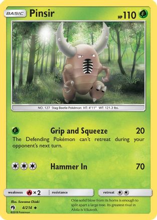 SM  Lost Thunder  004 Pinsir  - Reverse Holofoil - Uncommon