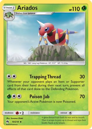 SM  Lost Thunder  010 Ariados  - Reverse Holofoil - Uncommon