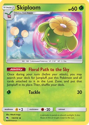 SM  Lost Thunder  013/214 Skiploom  - Reverse Holofoil - Uncommon