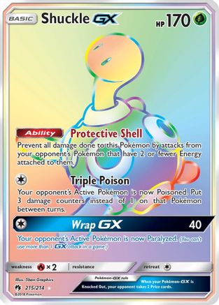 SM  Lost Thunder  215 Shuckle GX (Secret)  - Holofoil - Secret Rare