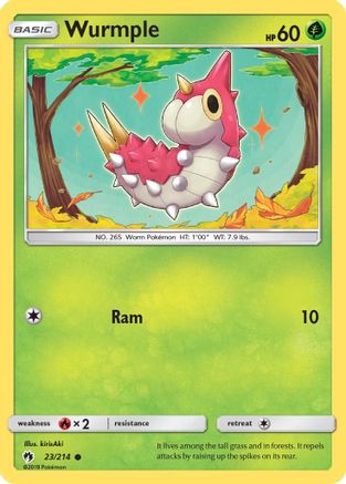 SM  Lost Thunder  023/214 Wurmple (23)  - Reverse Holofoil - Common
