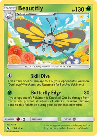 SM  Lost Thunder  026 Beautifly  - Rare