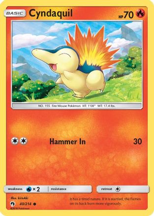 SM  Lost Thunder  040/214 Cyndaquil (40)  - Common