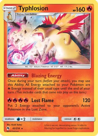 SM  Lost Thunder  042/214 Typhlosion  - Holofoil - Holo Rare