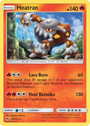 SM  Lost Thunder  048 Heatran  - Reverse Holofoil - Holo Rare